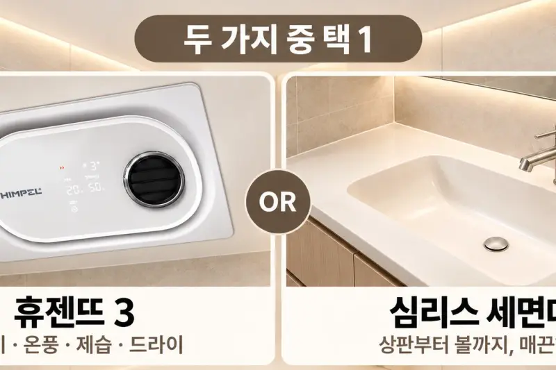 힘펠 휴젠뜨 3 또는 심리스 세면대 중 택 1 무상 제공 및 설치